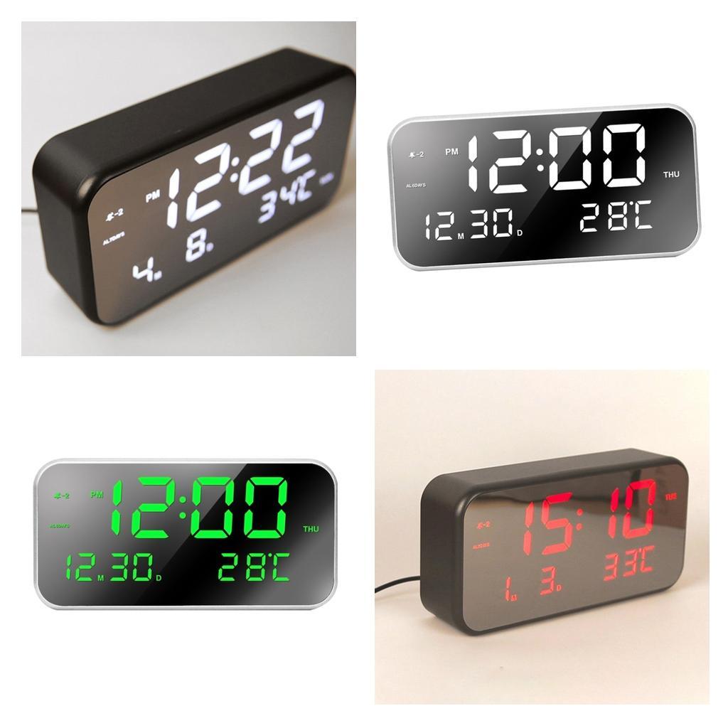 Adjustable LED Music Alarm Clock Electronic Digital Clock Black_red light
