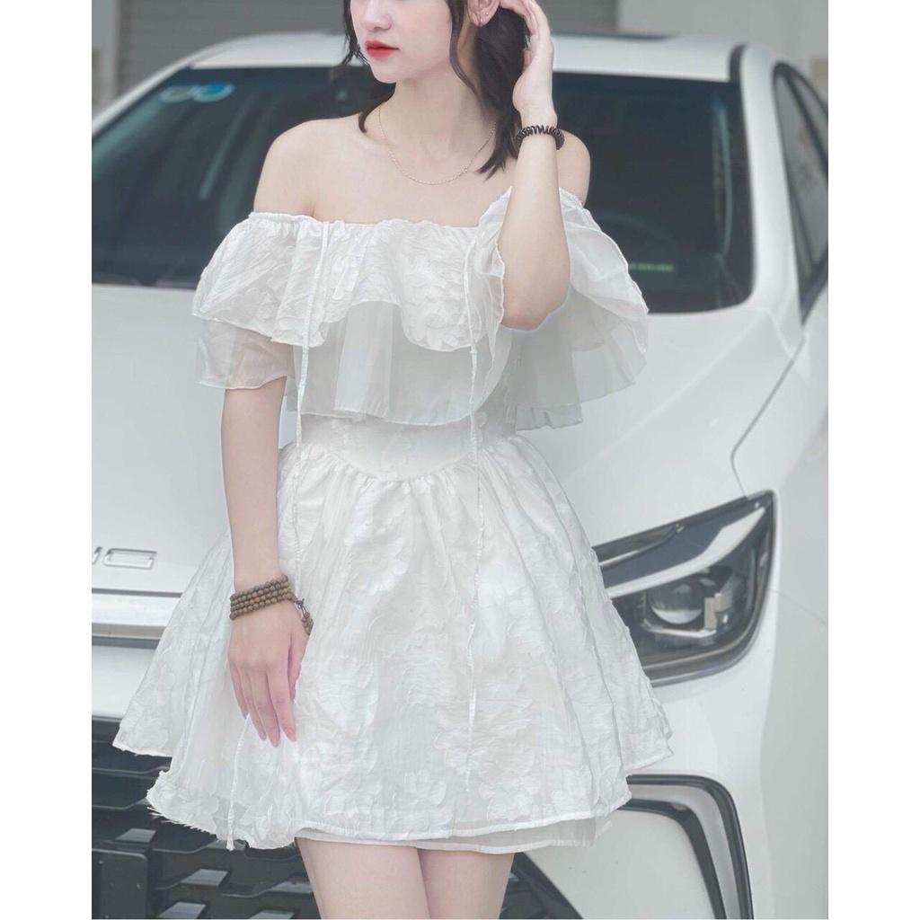 Đầm Xòe Trễ Vai Bèo Cột Dây - D0556
