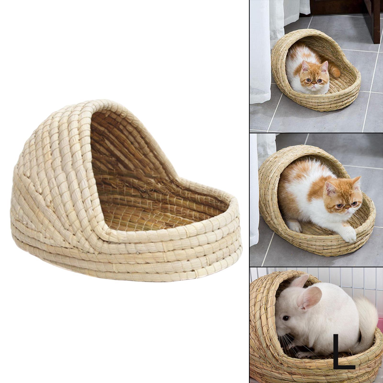 Hand-Woven Straw Hamster Nest Cave Kitten Rabbit Grass House Bed Cage Nest