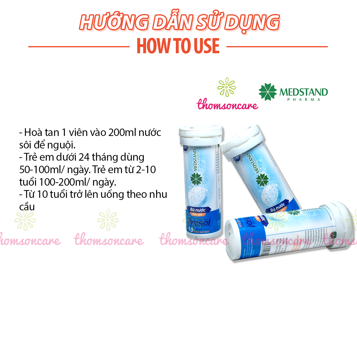 Viên sủi bù nước và chất điện giải Oresol Medstand - Dùng sau khi chơi thể thao, bị sốt, tiêu chảy, nôn mửa