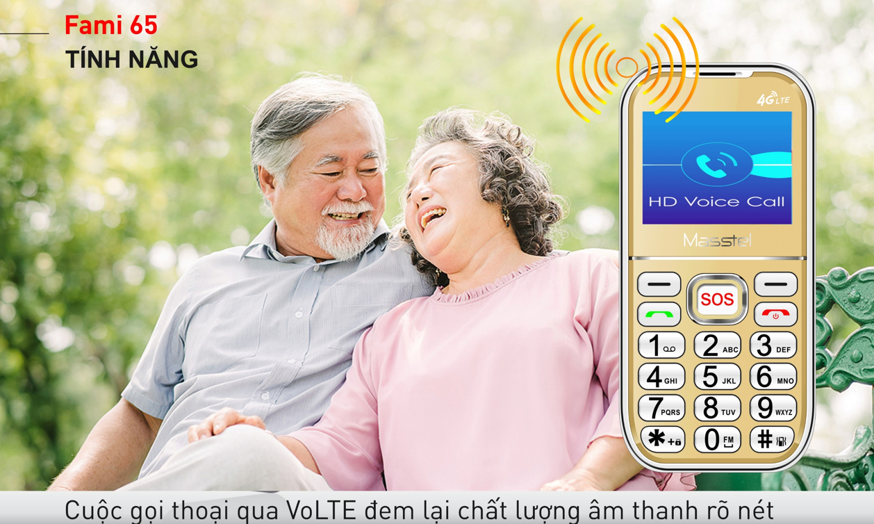 Điện thoại Masstel Fami 65 4G - Tặng dock sạc - Gọi HD Call - Hàng chính hãng