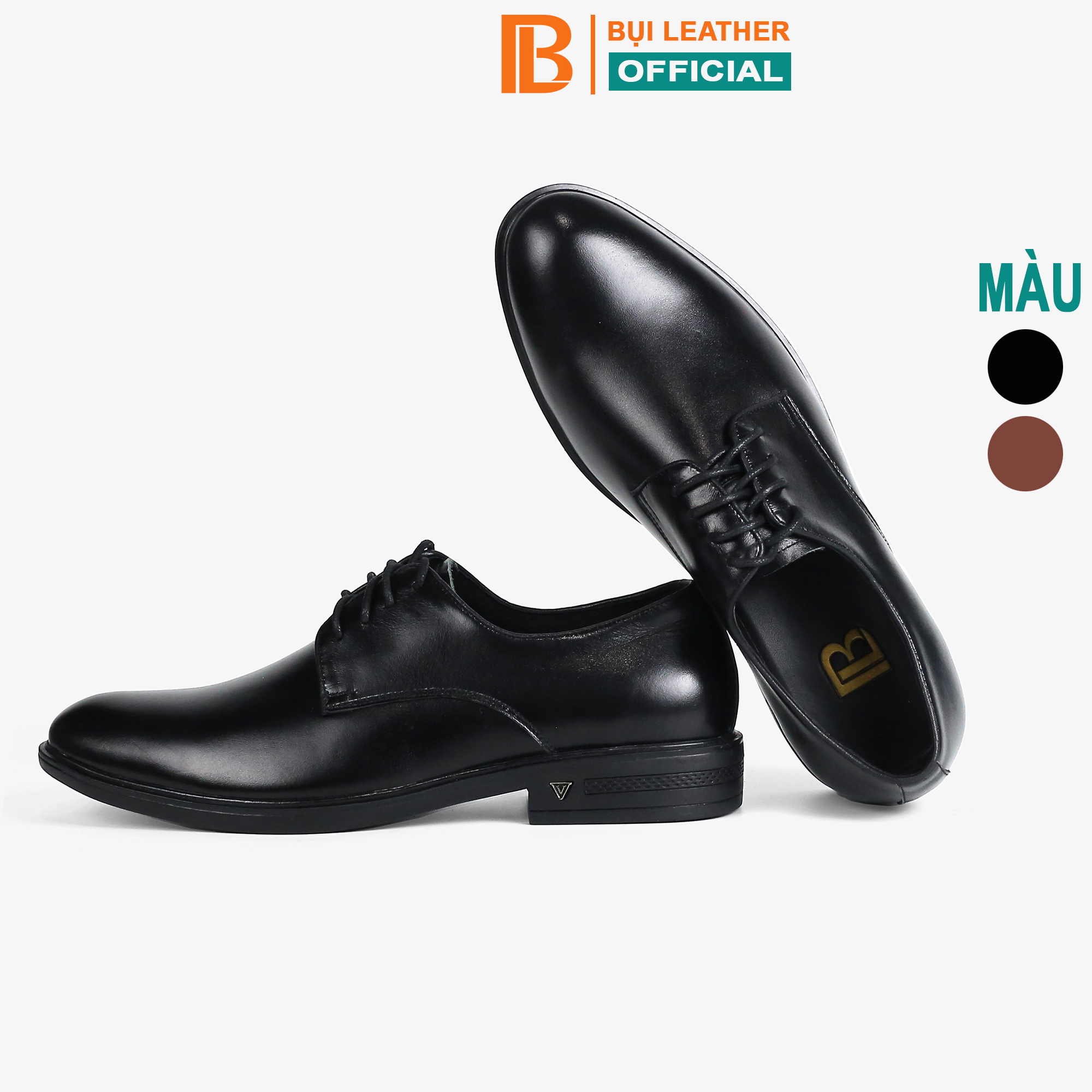 Giày Nam Derby Công Sở Da Bò Nappa Cao Cấp G113 - Bụi Leather - Hộp Sang Trọng - Bảo Hành 12 Tháng - 41 - Đen