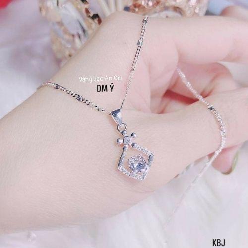 Vòng cổ nữ mặt tim bạc 925 đính đá trẻ trung cá tính, Anchi jewelry