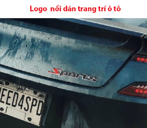 Logo kim loại chữ nổi SPORTS dán ô tô