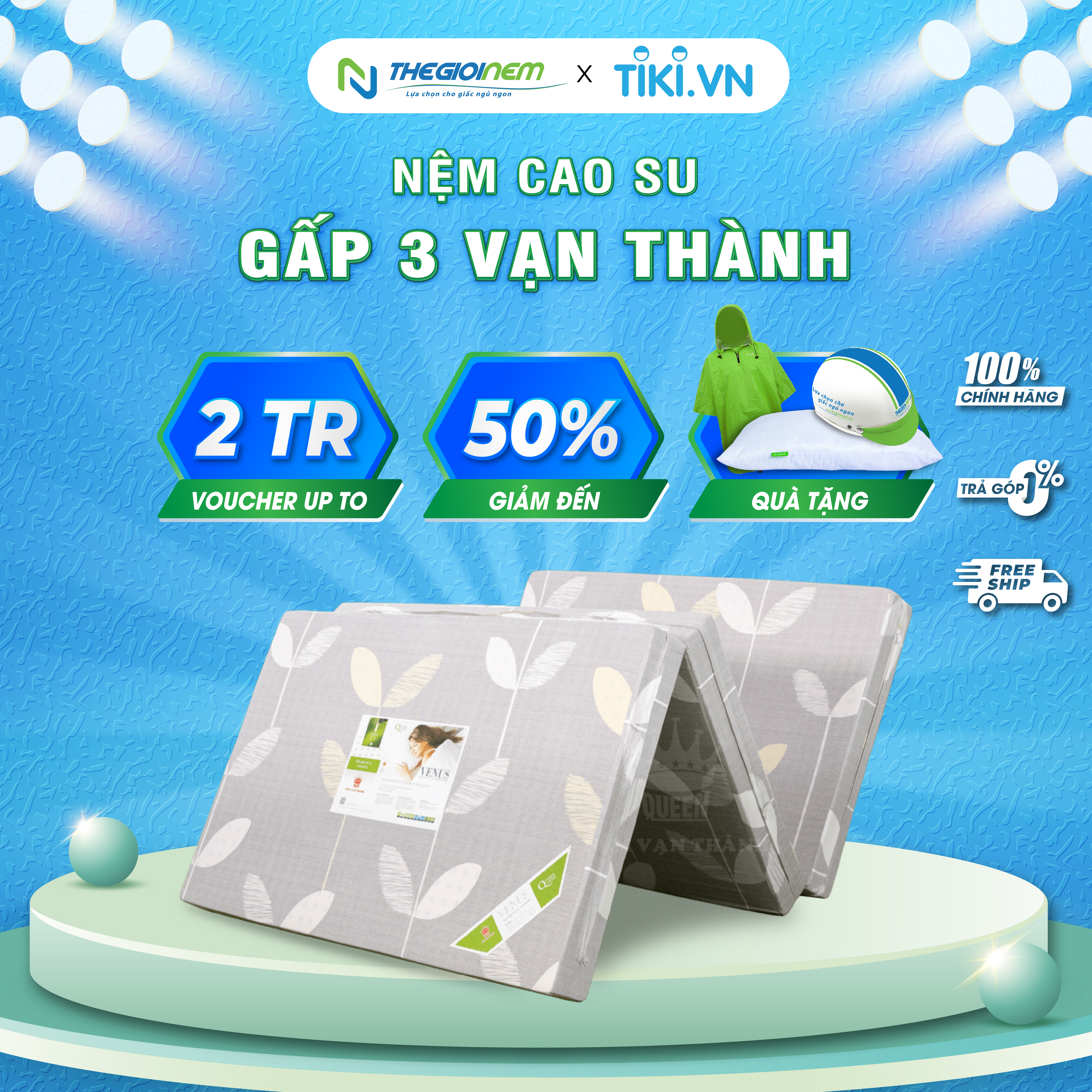 Nệm cao su gấp 3 Vạn Thành Venus