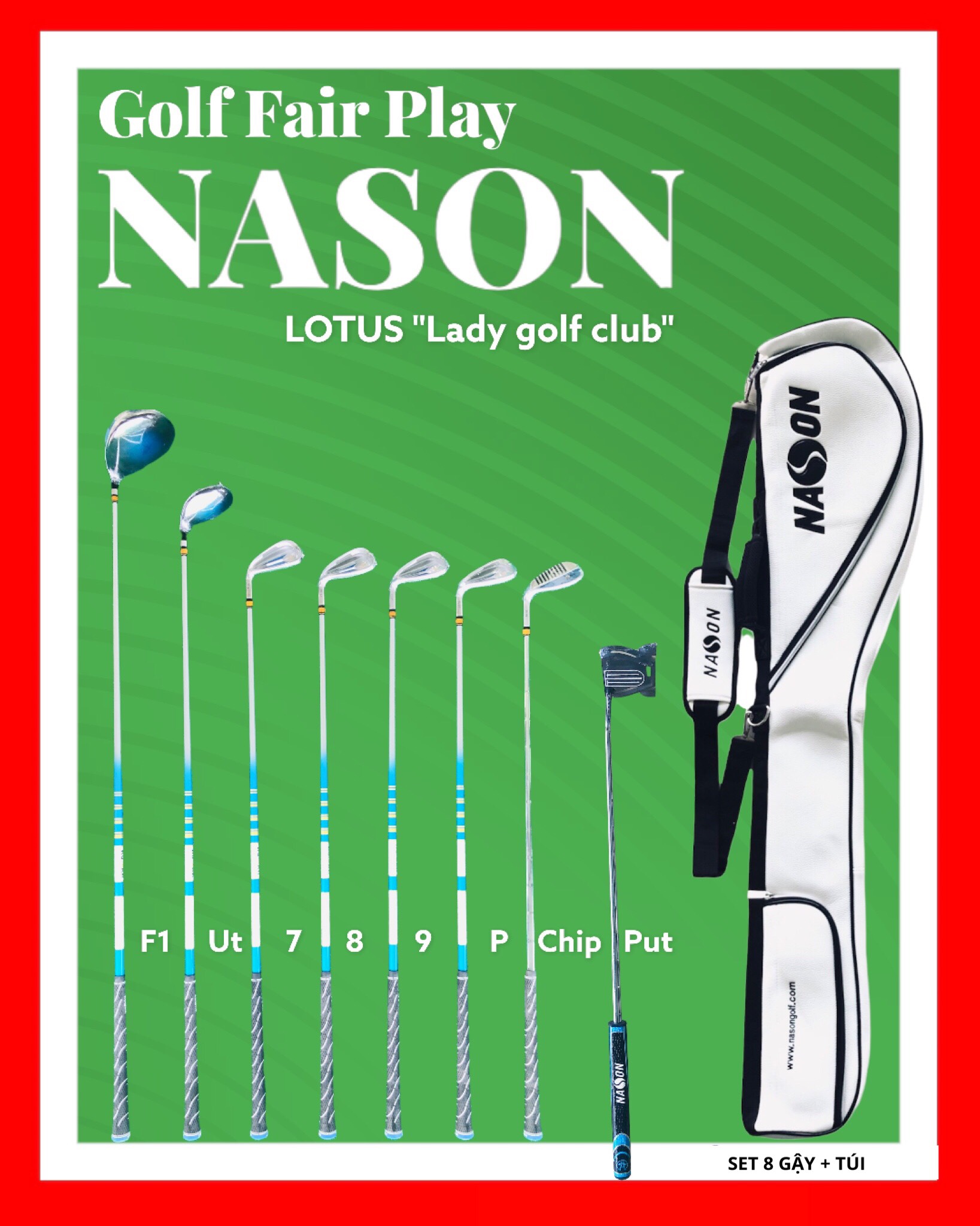 BỘ GẬY GOLF NỮ (8 Gậy) FAIRPLAY GF-01 | NASON