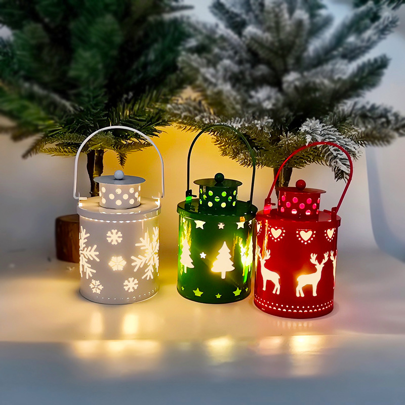 Lồng nến sắt trang trí giáng sinh nhiều màu Noel