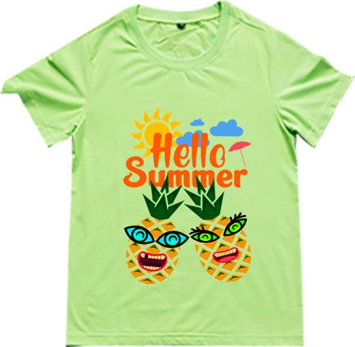 Áo Thun Đôi Họa Tiết Trái Thơm Hello Summer Màu Xanh Chuối - M - XXL