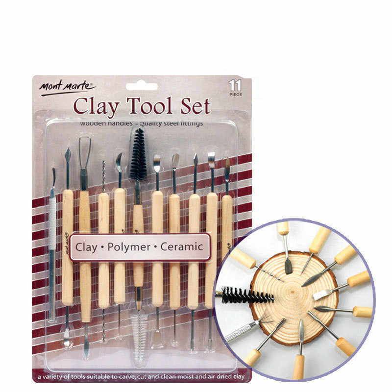 Bộ dụng cụ tạo hình điêu khắc Mont Marte- Clay Tool Set 11pce