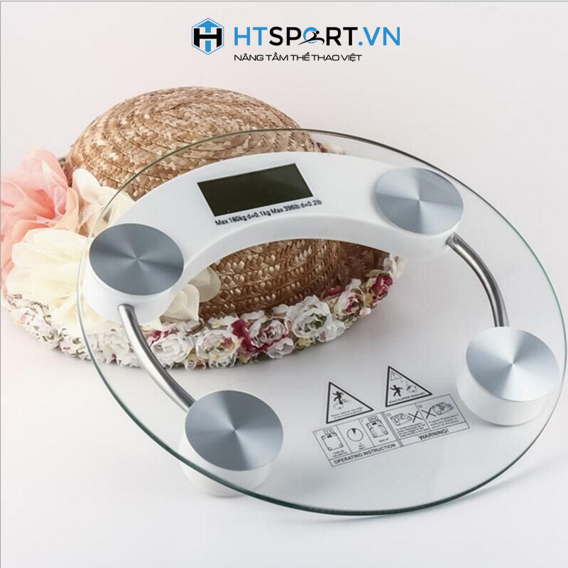 Cân Sức Khỏe, Cân Điện Tử Kính Cường Lực Tròn Chịu Lực 180kg, Trong Suốt Tiện Lợi
