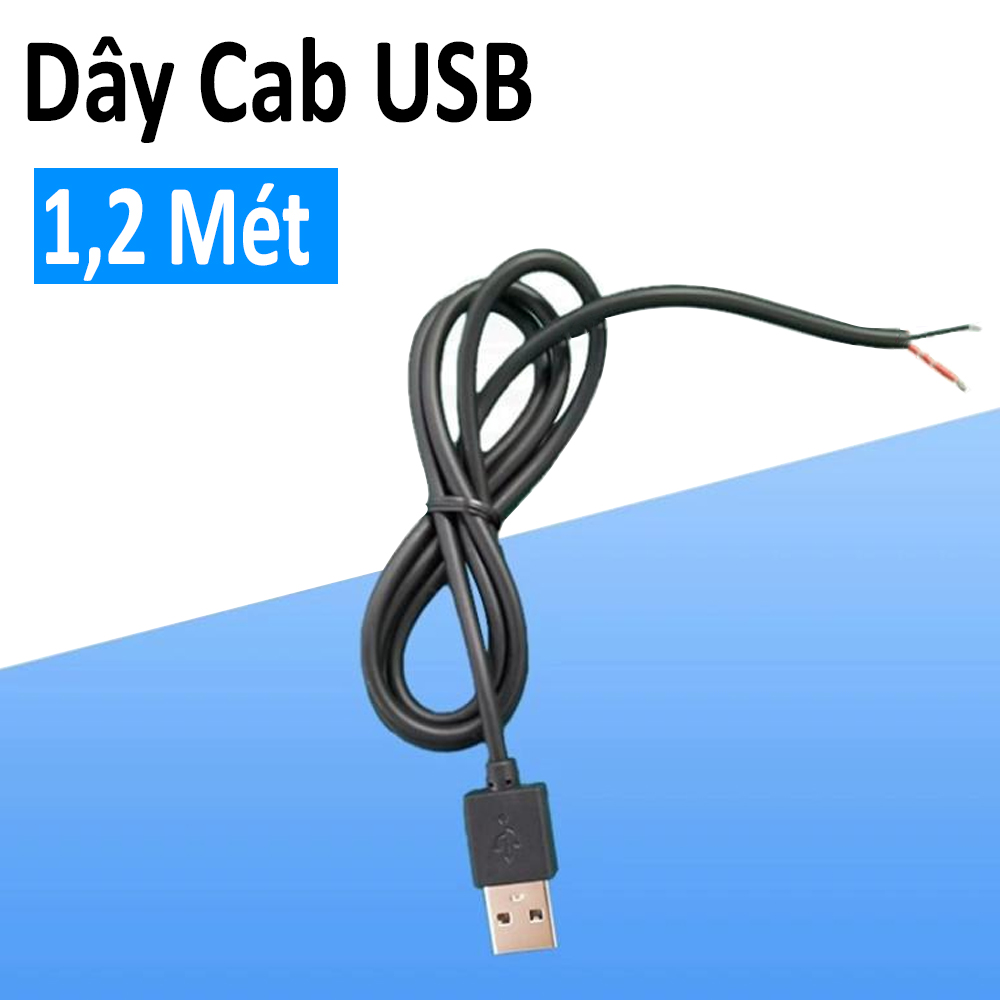 Dây cab nguồn USB dài 1,2 Mét, Dùng cho các loại đèn Led 5V, 12V, 24V