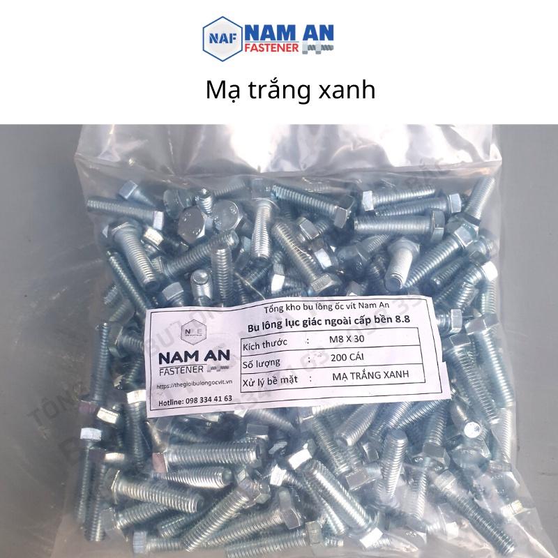 Bulong M16 cấp bền 8.8, bu lông lục giác M16, bu lông 8.8, độ dài: 30->200 mm. Màu: Đen, Vàng, Trắng