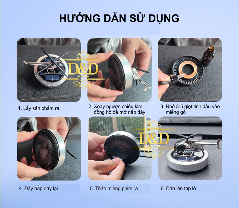 Tinh dầu thơm trang trí táp lô xe hơi, ô tô mô hình trực thăng chạy bằng năng lượng mặt trời