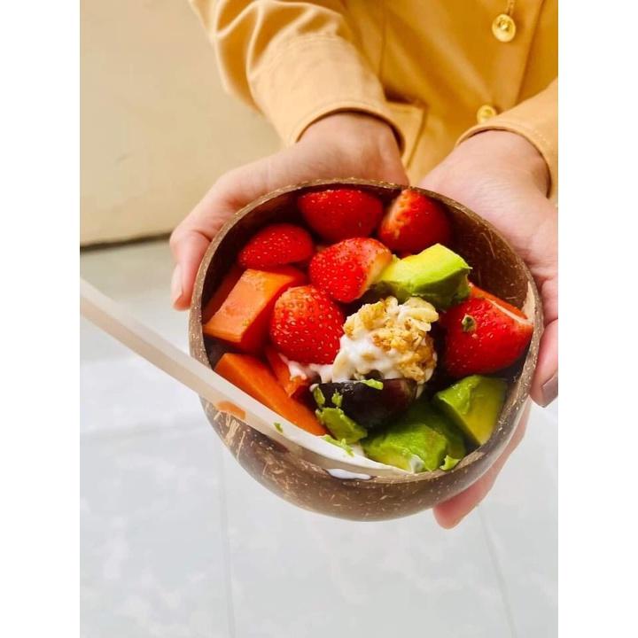 Bát Chén gáo Dừa cao cấp dùng ăn Salad, hoa quả dầm
