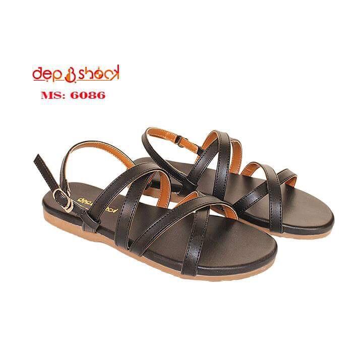 Sandal học sinh quai chéo đế bằng big size 42 43  chĩnh hangx cao cấp Đẹp &amp; shockt MS 6038