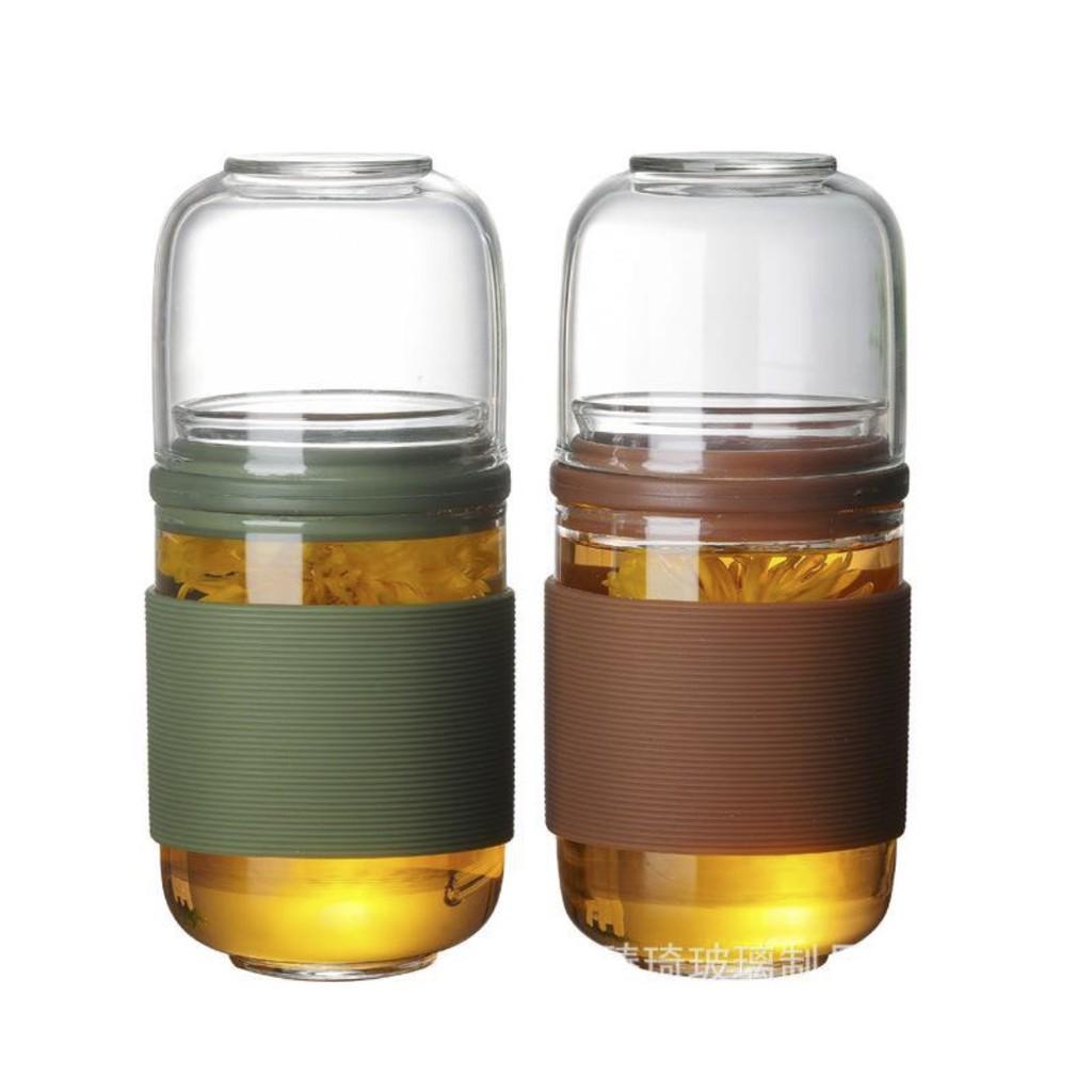 Bình pha trà mini tiện lợi tặng túi đựng Borosilicate Glass 200ml