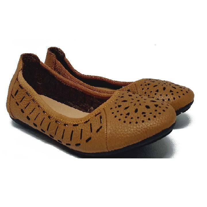 Giày nữ hoa văn Huy Hoàng da bò màu da, đen, nâu đất HT7947-48-49