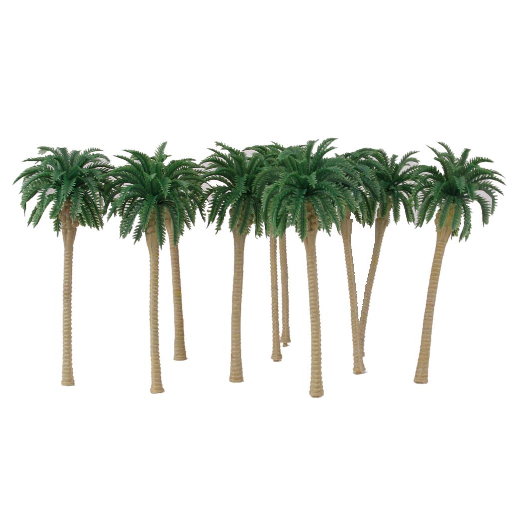 10pcs Green Model Coconut Palm Trees 1/100 11cm