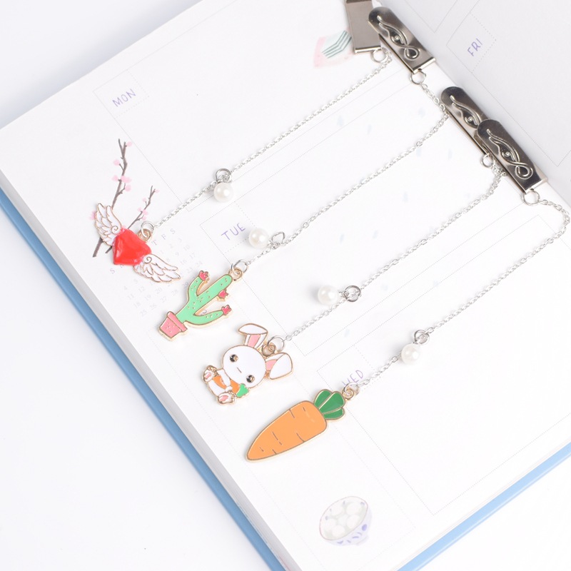 Bookmark Kẹp Sách Kim Loại Phối Charm Hình Đôi Cánh Thiên Thần