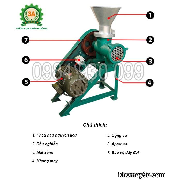 Máy xay cua ốc 3A4Kw chế biến thức ăn chăn nuôi