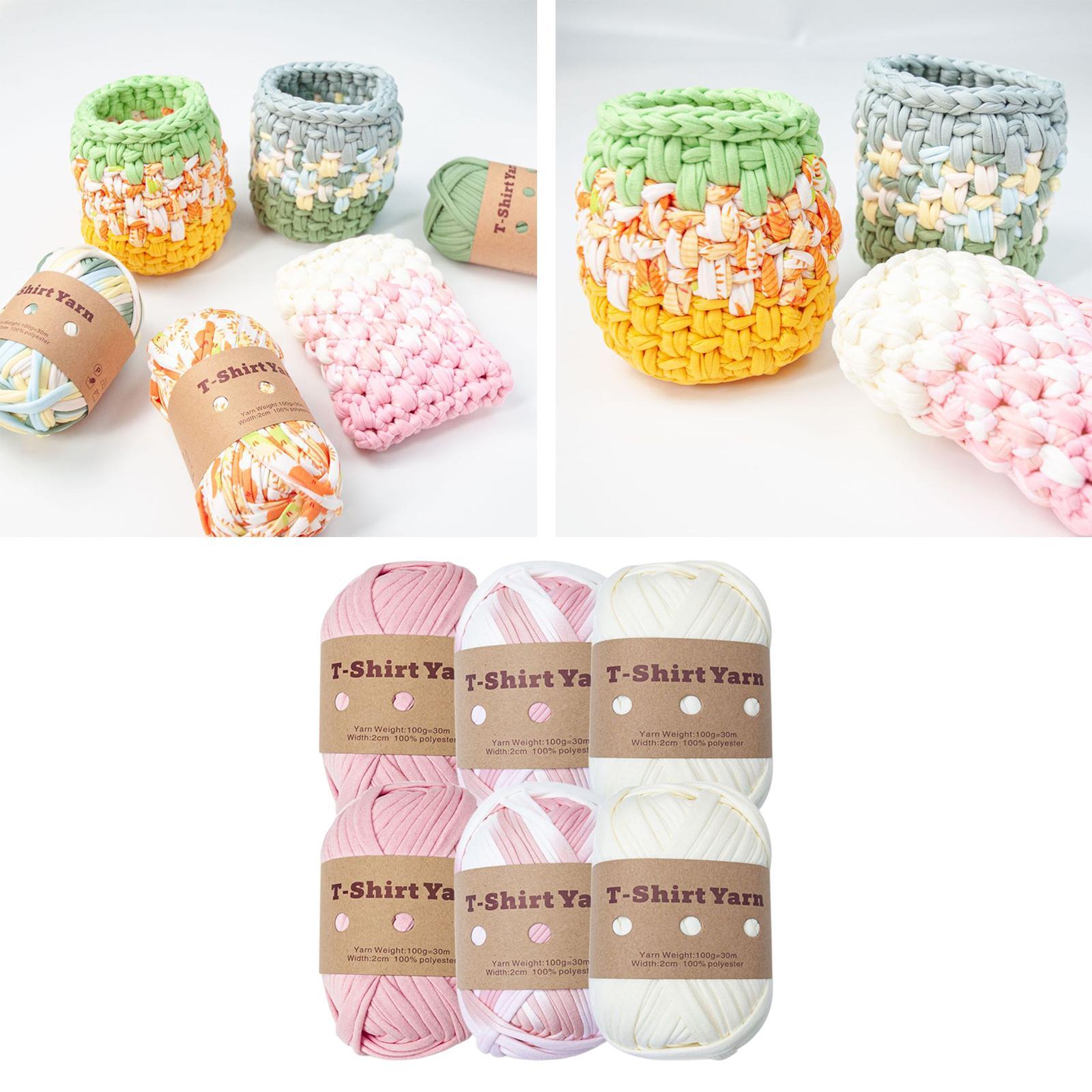 6x Knitting Yarn Fabric Cloth Spaghetti Yarn Polyester Hand Knit Crocheting 32. T-shirt Yarn Carpet Yarn for Handbag Macrame DIY Hats