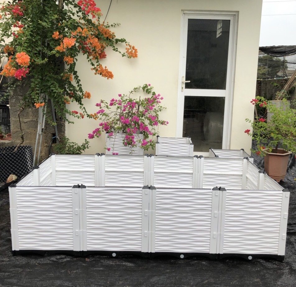 CHẬU GHÉP THÔNG MINH  Bền từ 8-10 năm, phù hợp mọi loại cây trồng và không gian, Module tùy chỉnh kích thước, an toàn, sang trọng, kết cấu chắc chắn, có khay trữ và thoát nước