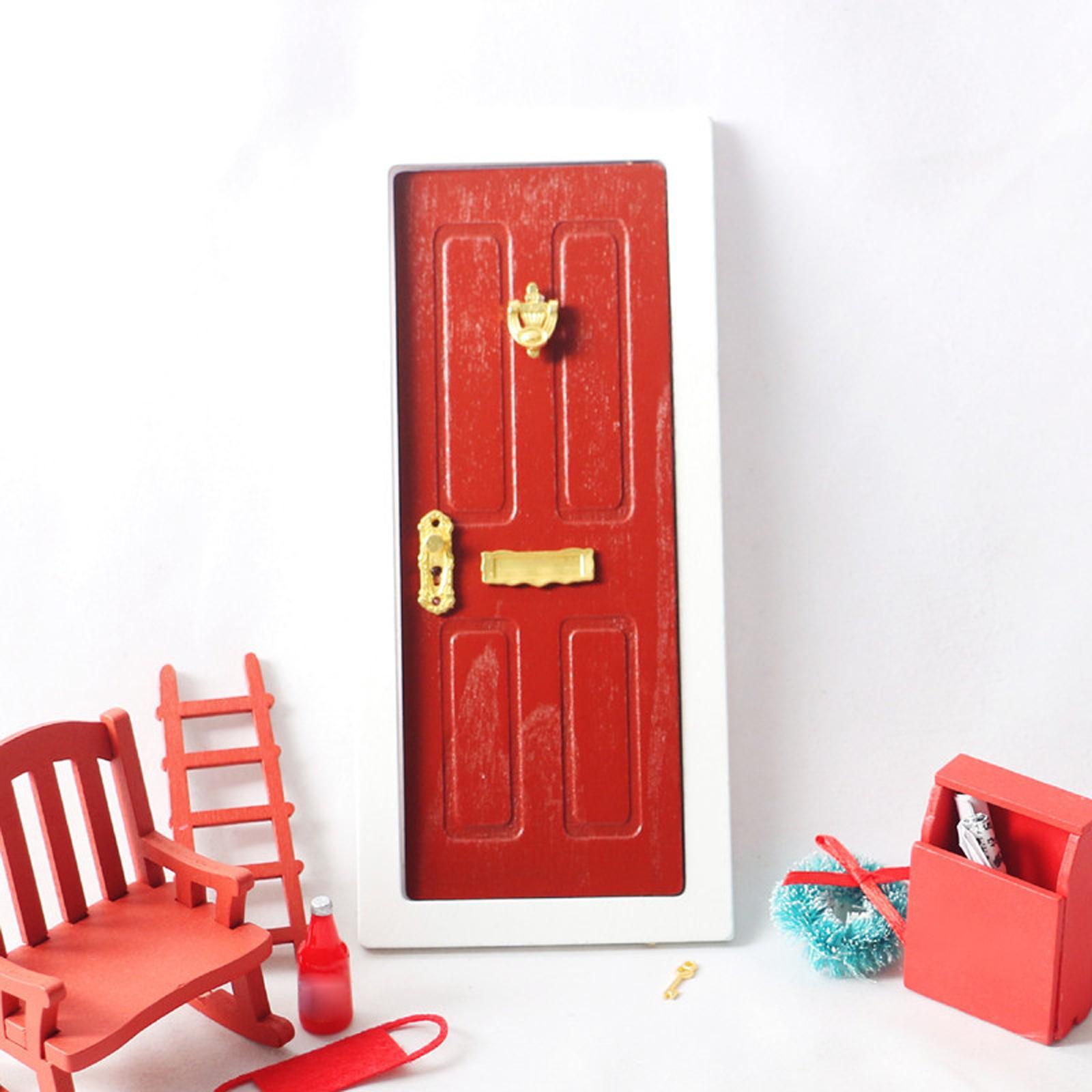 1/12 Miniature Wooden Door Dollhouse Decoration Accessories for Bedroom
