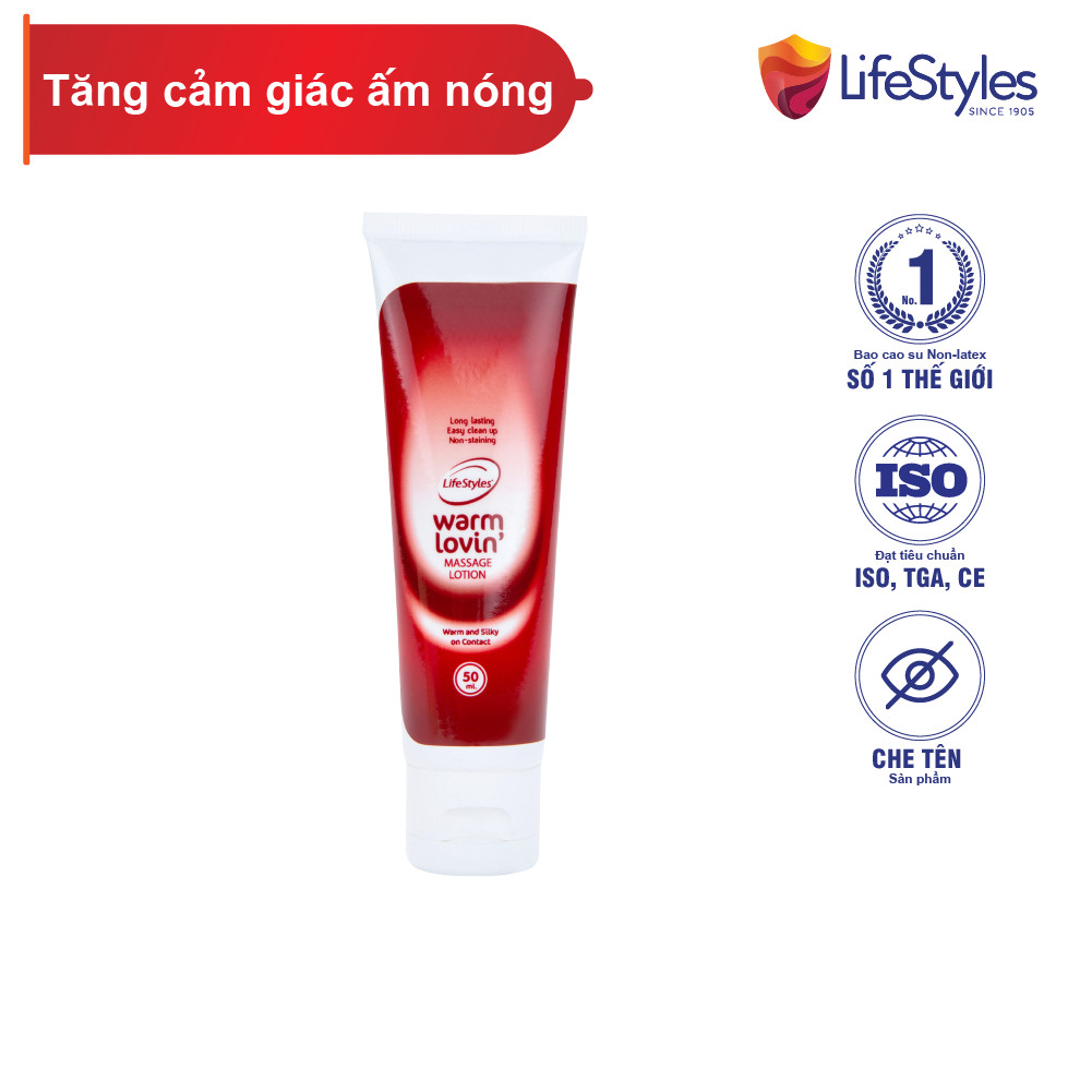 Gel Bôi Trơn LifeStyles Warm Lovin' Massage Lotion Bôi Trơn Quan Hệ Tăng Cảm Giác Ấm Nóng 50ml