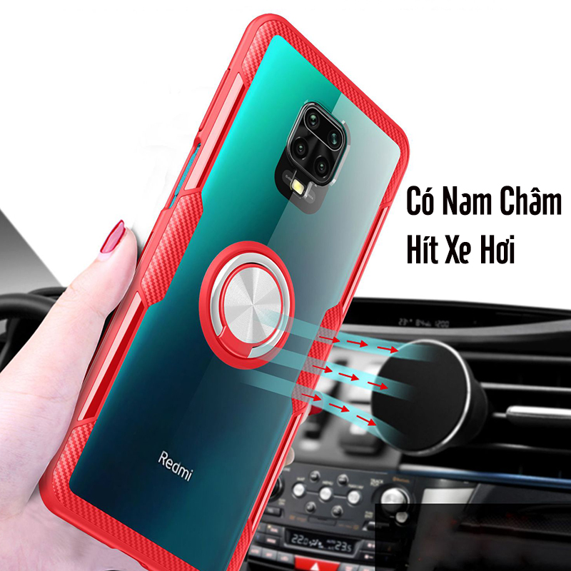 Ốp lưng cho Xiaomi Redmi 9 Trong Suốt Chống Sốc iRing Viền Màu