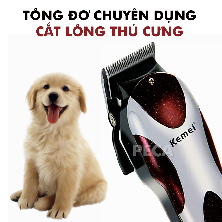 Tông đơ cắt tóc cắm điện trực tiếp KEMEI KM-8856 công suất mạnh mẽ 12W có thể dùng cắt tỉa lông thú cưng lông chó, lông mèo, có thanh đều chỉnh tốc độ