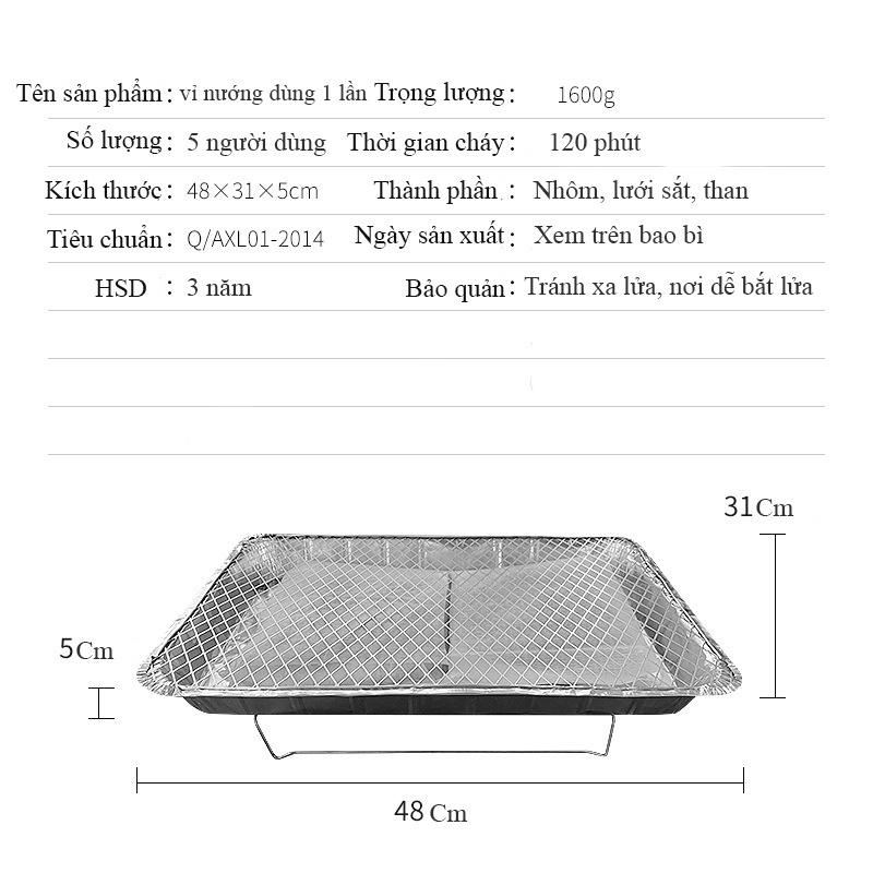 Bếp nướng than BBQ nướng thịt dùng một lần đi picnic dã ngoại phượt