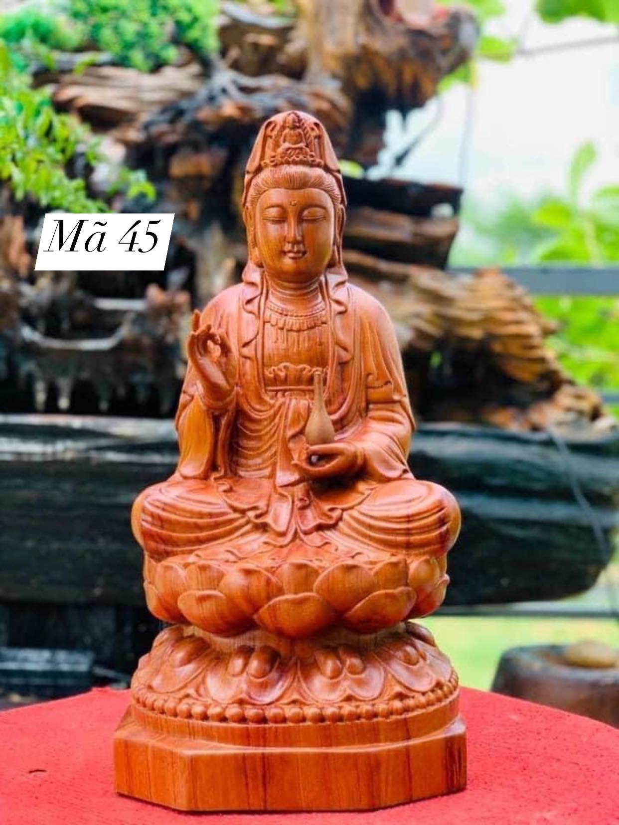 Phật mẹ quan âm Gỗ hương nguyên khối cao 30cm