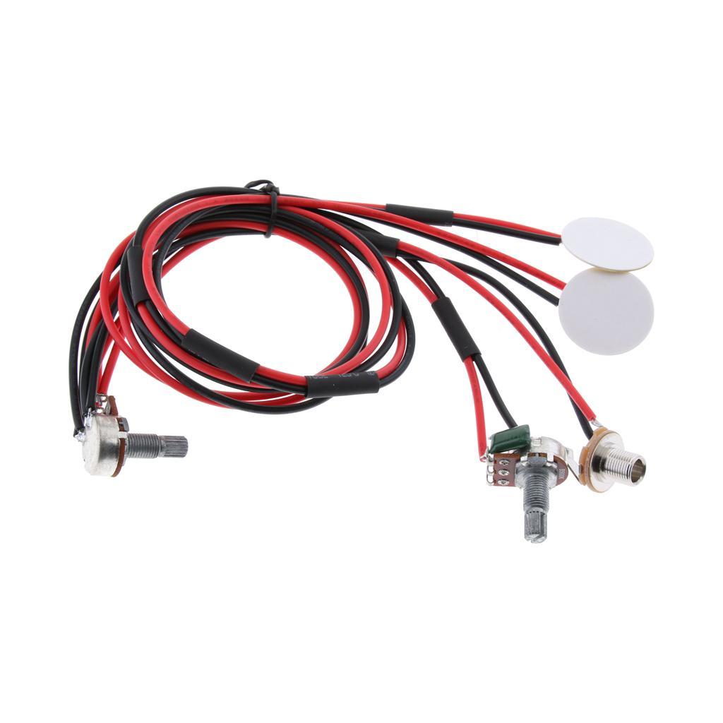 Guitar Dual Piezo Pickup 6.35mm Jack for Acoustic Folk Guitar Ukulele