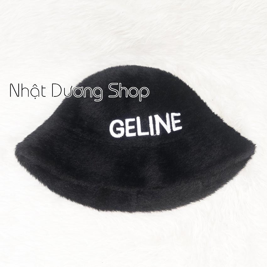 Mũ bo cụp lông thỏ, nón tai bèo vành tròn hàng quảng châu thêu chữ Geline, vành 5cm phù hợp cho bạn nữ đội đi du lịch.