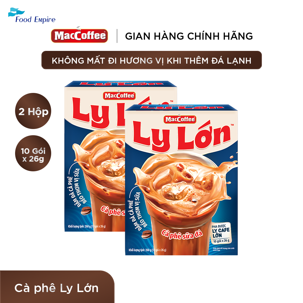 Combo 2 hộp Cà phê Ly Lớn - Maccoffee (hộp 10 gói x 26g)