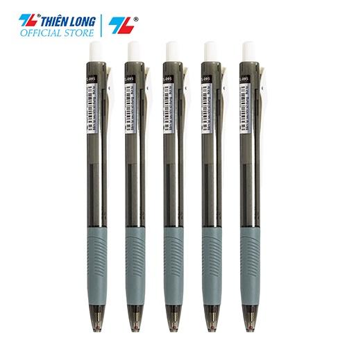 Combo 5 Bút Bi Thiên Long Laris TL-095- 3 màu mưc- Xanh/ Đỏ/ Đen- Tự động thu ngòi khi cài vào túi áo