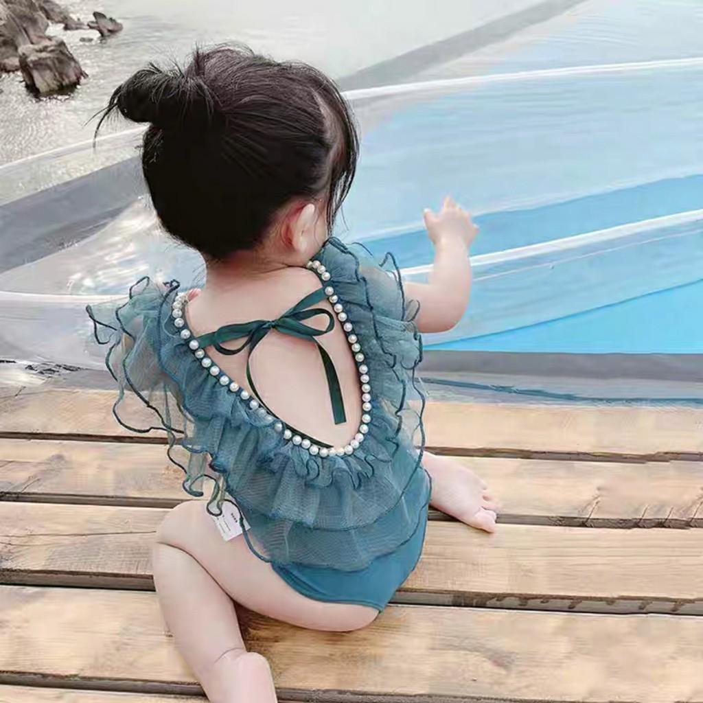 Bikini đồ bơi công chúa viền ren đính ngọc cực xinh cho bé gái