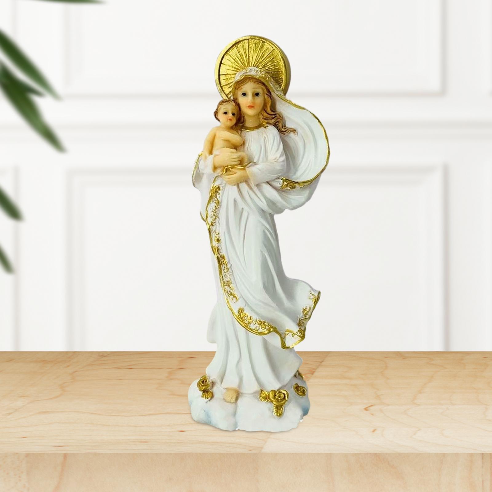 Blessed Mother and Child Jesus Figurine Crafts for Home Tabletop Living Room