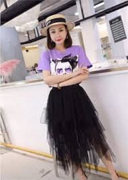 Chân váy tulle dài thiết kế dáng nhọn KIỂU DÁNG  nhiều tầng siêu xinh