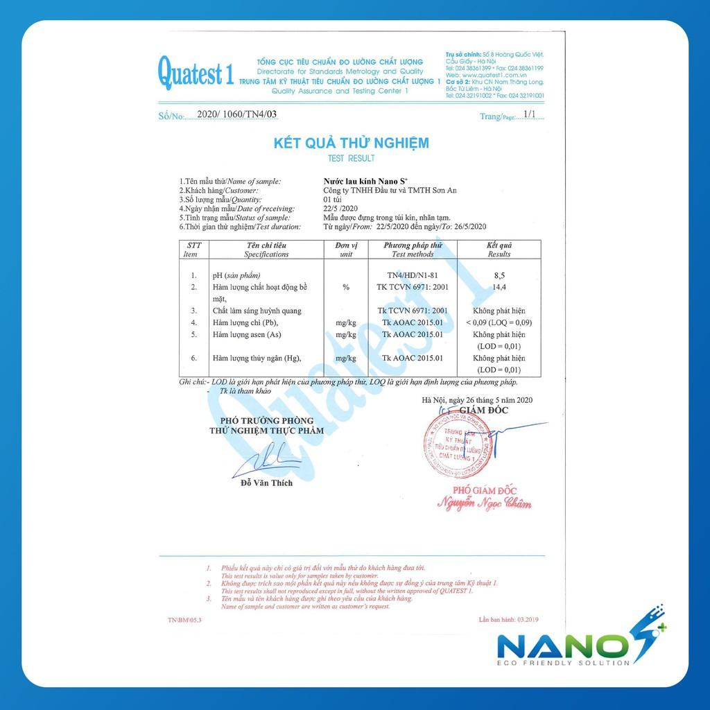 Nước lau kính hữu cơ Nano S* siêu sạch, loại bỏ mọi vết bẩn, an toàn cho người sử dụng