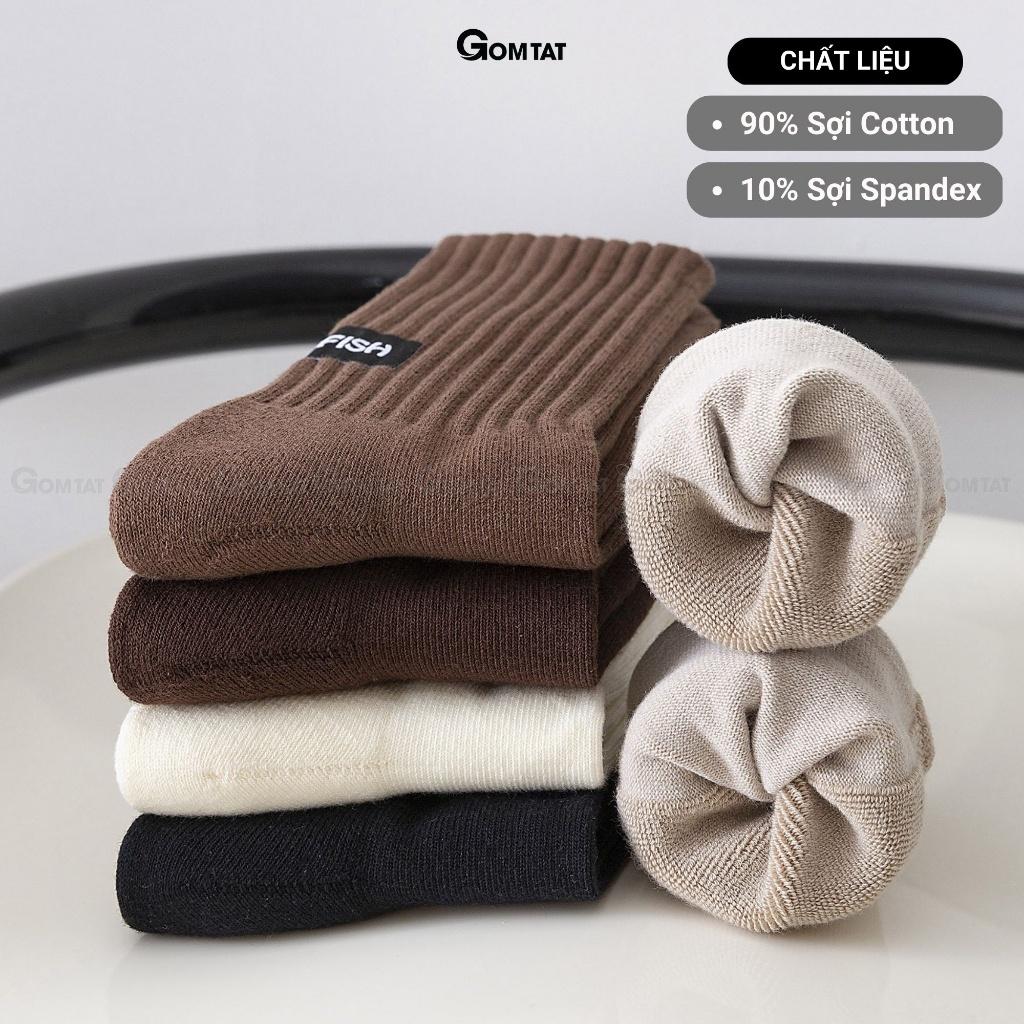 Tất vớ nam nữ cổ cao cao cấp GOMTAT màu caramen có đệm xù, chất liệu cotton mềm mại - CAOGANTAM-ZHU-6005-1DOI