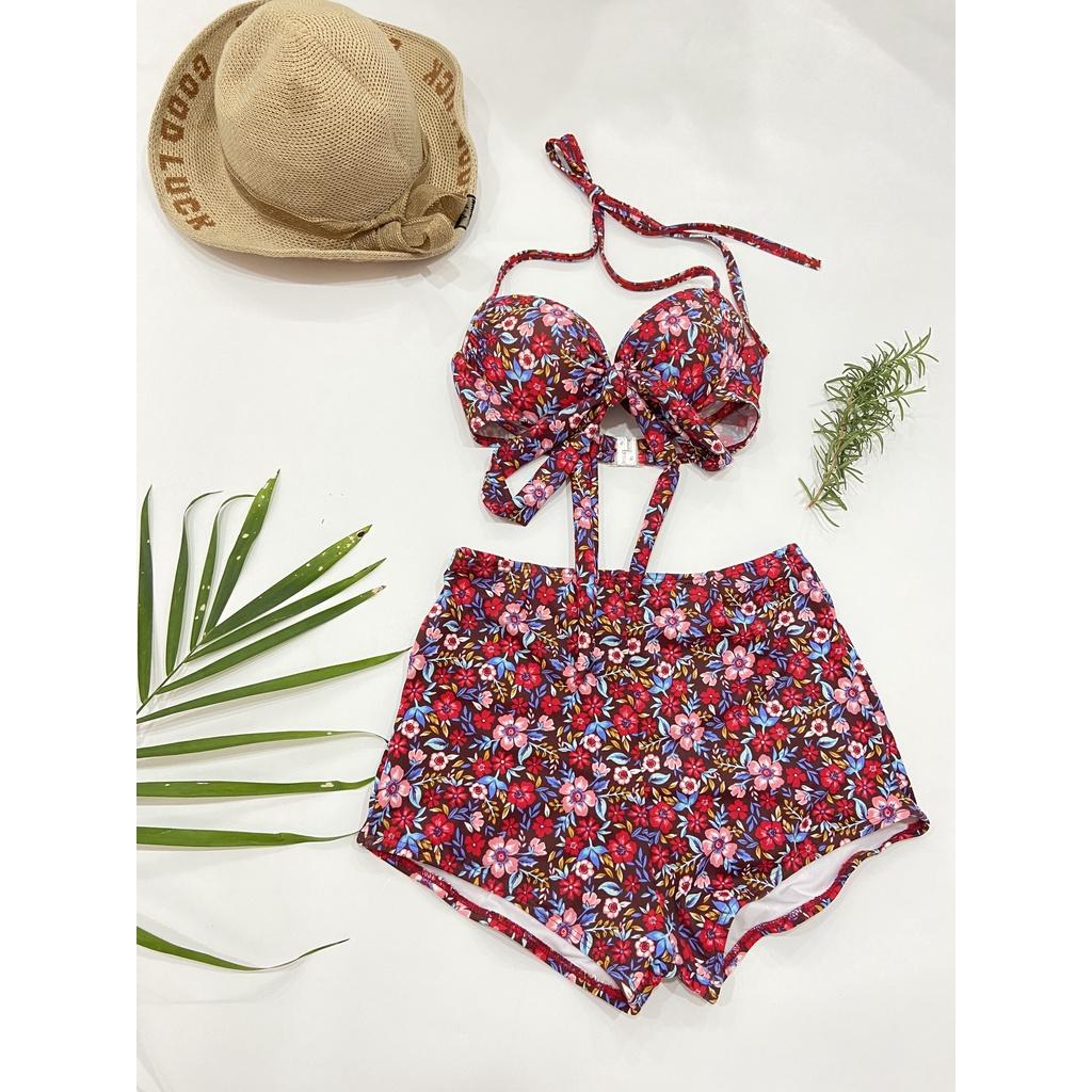 BIKINI, ĐỒ BƠI ĐI BIỂN HAI MẢNH GỌNG THẮT NƠ DÂY CÀI KHÓA LƯNG QUẦN CẠP CAO SEXY HM-121