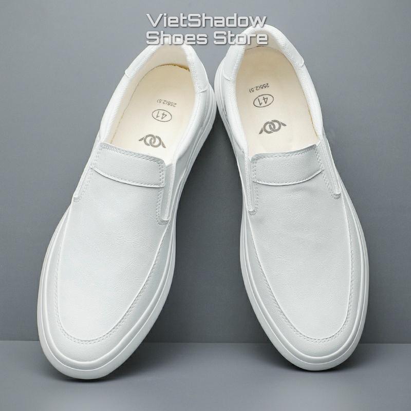 Slip on, giày lười nam thương hiệu BAODA - Chất liệu da PU, đế cao su 3 màu trắng, đen, ghi - Mã SP 22441