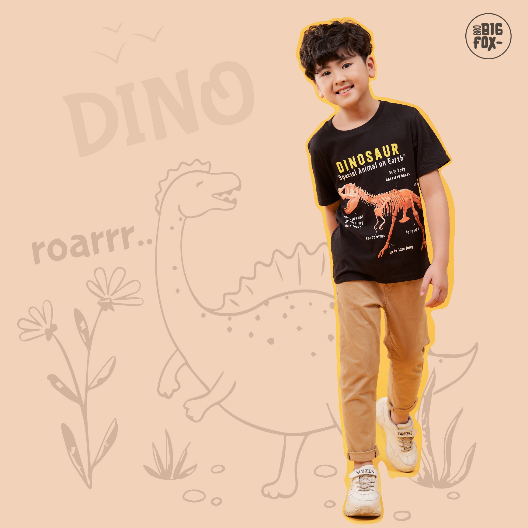 Áo thun bé trai BIGFOX - MISS MEOW size đại, áo cho bé chất cotton phong cách Âu Mỹ in Khủng Long Dinosaur 11 - 40 kg QATE