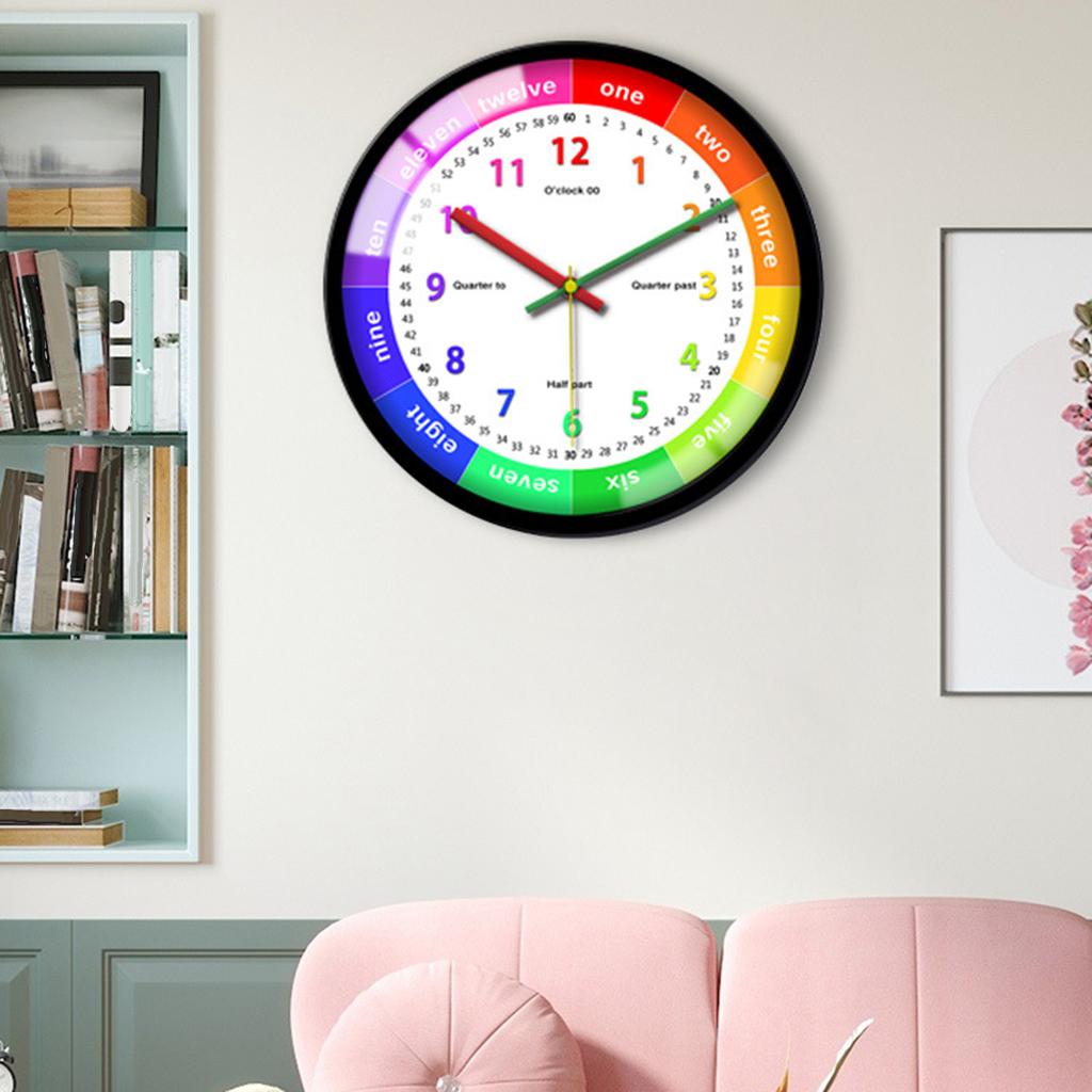 12'' Colorful Wall Clock Kids School Classroom Telling Time