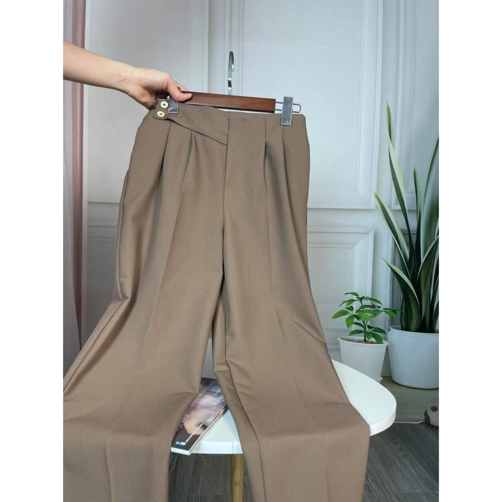 Quần Baggy Nữ Vạt Chéo Khóa Sườn Chất Vải Tuytsi Cao Cấp