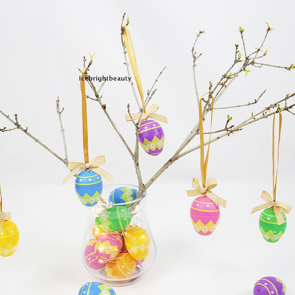 Icebrightbeauty 14 Pieces Colorful Easter Eggs Easter Hanging Ornaments Easter Hanging VN