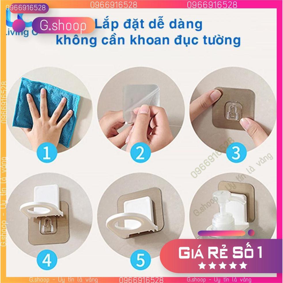 Giá móc treo chai nước rửa tay , dầu gội đầu sữa tắm dán tường Living C TC siêu dính chịu lực 3kg