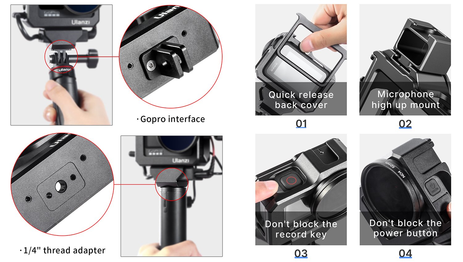 Khung Bảo Vệ Máy Ảnh Ulanzi G9-5 Metal  Camera Cage dành cho GoPro Hero 9 (FUECQ) - HÀNG CHÍNH HÃNG