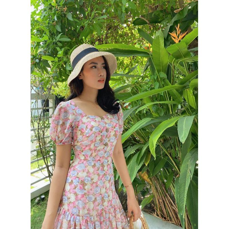 Đầm voan hoa nhí ,đầm hoa xếp tầng ,đầm hoa xinh,đầm dạo phố